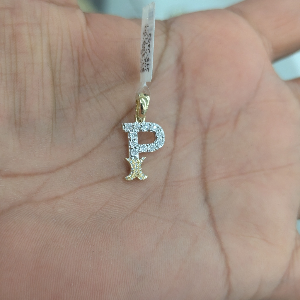 Real Diamond 10kt Yellow Gold Two-Tone Fanuc Style Initial P Pendant